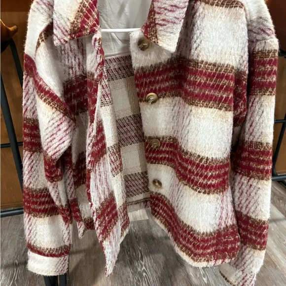 Plaid Button-Up Shacket - Picture 2 of 4